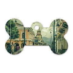 Historic Center Urban Scene At Riobamba City, Ecuador Dog Tag Bone (one Side) by dflcprints