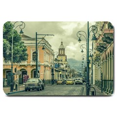 Historic Center Urban Scene At Riobamba City, Ecuador Large Doormat 