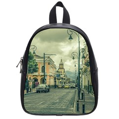 Historic Center Urban Scene At Riobamba City, Ecuador School Bags (small)  by dflcprints