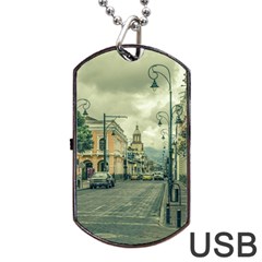 Historic Center Urban Scene At Riobamba City, Ecuador Dog Tag Usb Flash (two Sides) by dflcprints