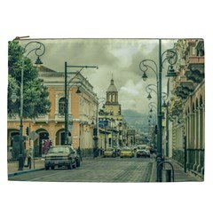 Historic Center Urban Scene At Riobamba City, Ecuador Cosmetic Bag (xxl)  by dflcprints