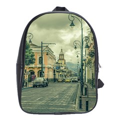 Historic Center Urban Scene At Riobamba City, Ecuador School Bags (xl)  by dflcprints