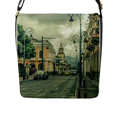 Historic Center Urban Scene At Riobamba City, Ecuador Flap Messenger Bag (l)  by dflcprints