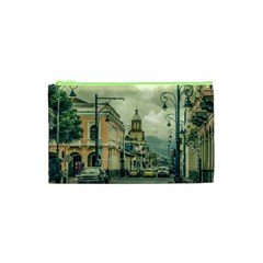 Historic Center Urban Scene At Riobamba City, Ecuador Cosmetic Bag (xs) by dflcprints