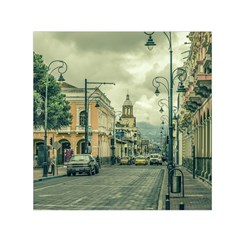 Historic Center Urban Scene At Riobamba City, Ecuador Small Satin Scarf (square) 