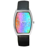 Abstract Color Pattern Textures Colouring Barrel Style Metal Watch Front