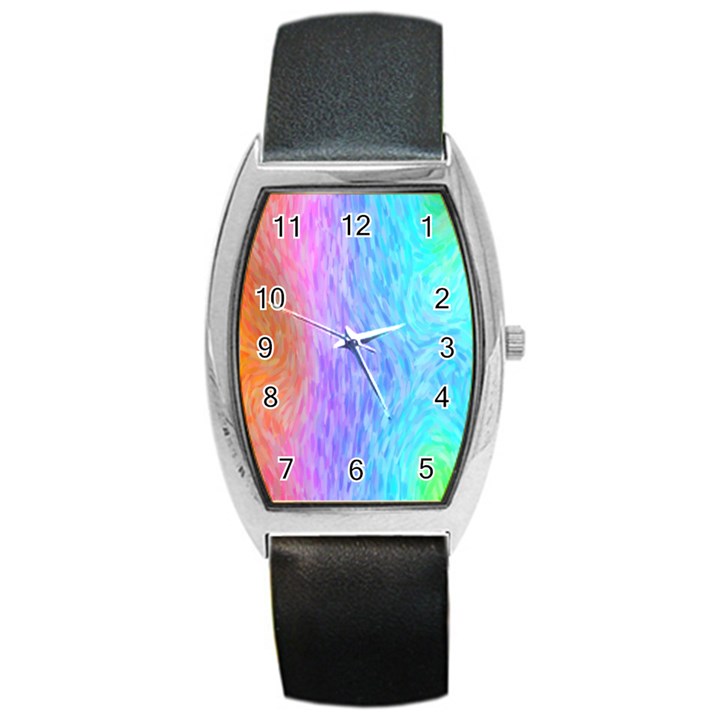 Abstract Color Pattern Textures Colouring Barrel Style Metal Watch