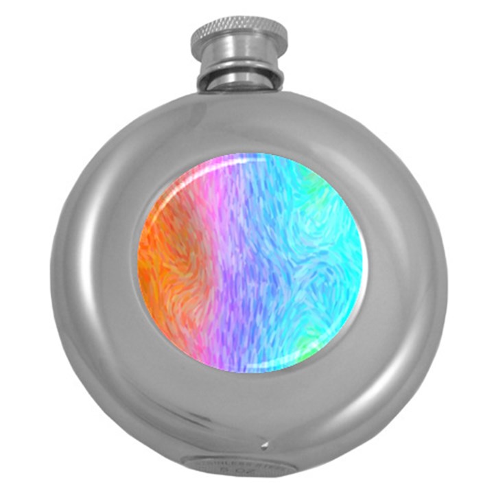 Abstract Color Pattern Textures Colouring Round Hip Flask (5 oz)