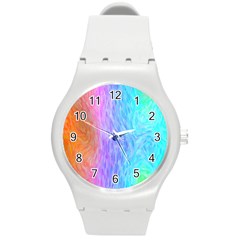 Abstract Color Pattern Textures Colouring Round Plastic Sport Watch (m)