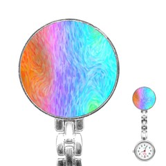 Abstract Color Pattern Textures Colouring Stainless Steel Nurses Watch