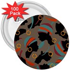 African Women Ethnic Pattern 3  Buttons (100 pack)  Front