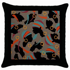 African Women Ethnic Pattern Throw Pillow Case (black)