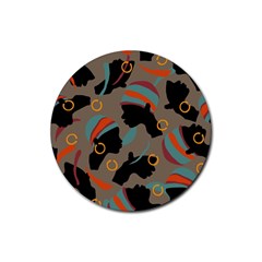 African Women Ethnic Pattern Rubber Coaster (round) 