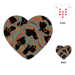 African Women Ethnic Pattern Playing Cards (heart)  by Simbadda