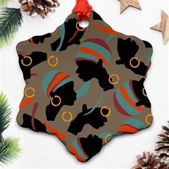 African Women Ethnic Pattern Snowflake Ornament (two Sides)