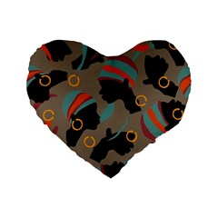 African Women Ethnic Pattern Standard 16  Premium Flano Heart Shape Cushions by Simbadda