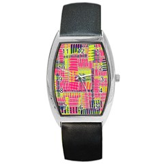 Abstract Pattern Barrel Style Metal Watch