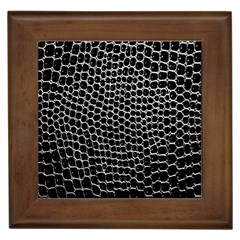 Black White Crocodile Background Framed Tiles