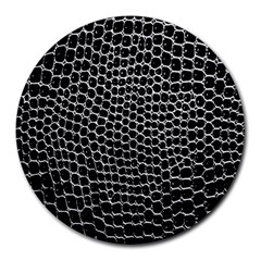 Black White Crocodile Background Round Mousepads