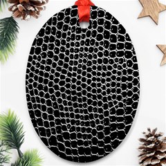 Black White Crocodile Background Ornament (Oval)