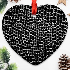 Black White Crocodile Background Ornament (Heart)