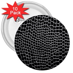 Black White Crocodile Background 3  Buttons (10 pack) 