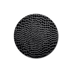 Black White Crocodile Background Rubber Coaster (round) 