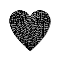 Black White Crocodile Background Heart Magnet by Simbadda