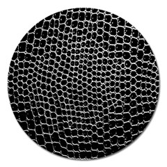 Black White Crocodile Background Magnet 5  (Round)