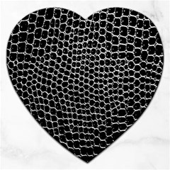 Black White Crocodile Background Jigsaw Puzzle (Heart)