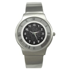 Black White Crocodile Background Stainless Steel Watch