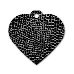 Black White Crocodile Background Dog Tag Heart (One Side)