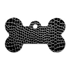 Black White Crocodile Background Dog Tag Bone (two Sides) by Simbadda