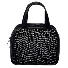 Black White Crocodile Background Classic Handbags (One Side)