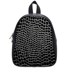 Black White Crocodile Background School Bags (Small) 