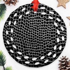 Black White Crocodile Background Ornament (Round Filigree)