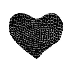 Black White Crocodile Background Standard 16  Premium Heart Shape Cushions