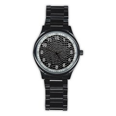 Black White Crocodile Background Stainless Steel Round Watch