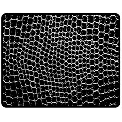 Black White Crocodile Background Double Sided Fleece Blanket (Medium) 