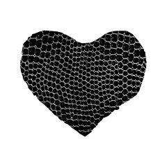 Black White Crocodile Background Standard 16  Premium Flano Heart Shape Cushions