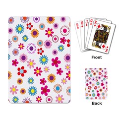 Colorful Floral Flowers Pattern Playing Card