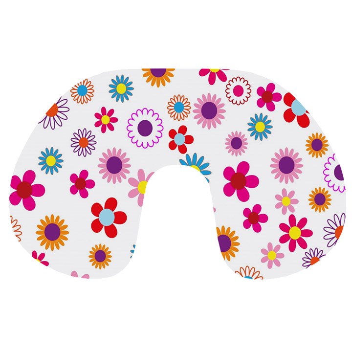 Colorful Floral Flowers Pattern Travel Neck Pillows