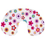 Colorful Floral Flowers Pattern Travel Neck Pillows Back