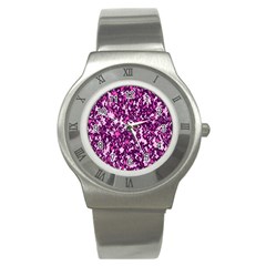 Chic Camouflage Colorful Background Stainless Steel Watch