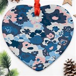 Fabric Wildflower Bluebird Ornament (Heart) Front