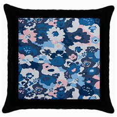 Fabric Wildflower Bluebird Throw Pillow Case (Black)