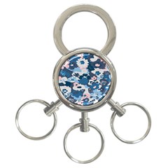 Fabric Wildflower Bluebird 3-Ring Key Chains