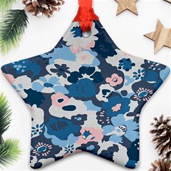 Fabric Wildflower Bluebird Star Ornament (Two Sides)