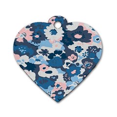 Fabric Wildflower Bluebird Dog Tag Heart (Two Sides)