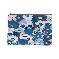 Fabric Wildflower Bluebird Cosmetic Bag (Large) 